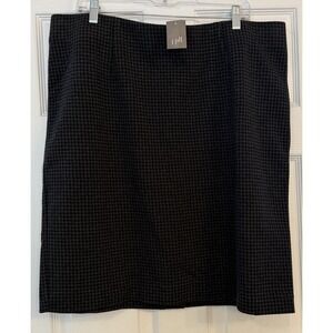 J Jill NWT Pull-On Skirt XL Gray Houndstooth Mini Stretch Knit Preppy Academia
